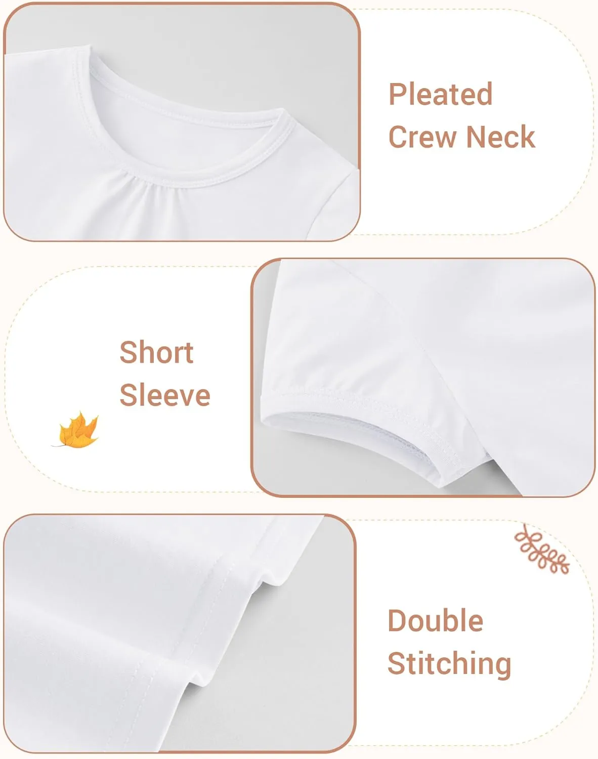 3 Pack Baby Girls Short Sleeve T-Shirts Toddler Pleated Crew Neck Shirts Cotton Tee Tops Summer Clothes Size 18M-5T