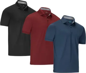 [3 Pack] Mio Marino Golf Polo Shirts for Men - Dry Fit - Ultra-Light Fabric