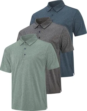 3 Pack Polo Shirts for Men Dry Fit Performance Short Sleeve Golf Polo Shirts