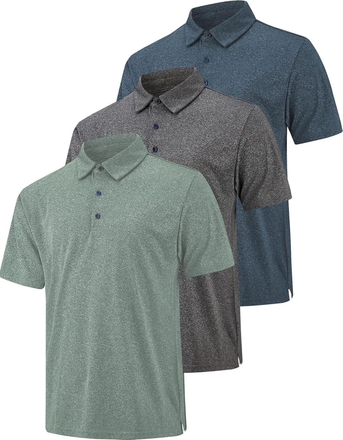 3 Pack Polo Shirts for Men Dry Fit Performance Short Sleeve Golf Polo Shirts