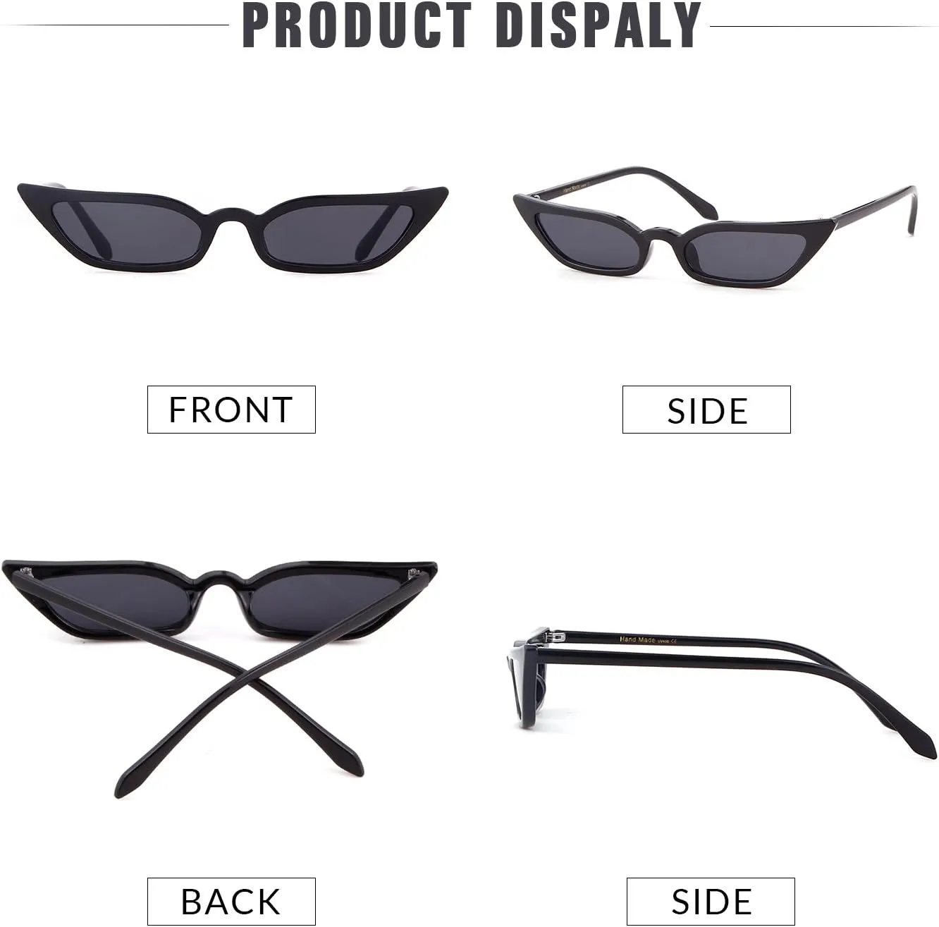 ADE WU Retro Cat eye Sunglasses for Women Cute Small Narrow Skinny Sexy 50s 60s Stylish Cateye Sun Glasses