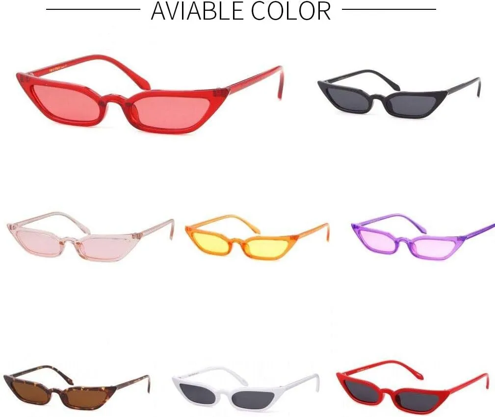 ADE WU Retro Cat eye Sunglasses for Women Cute Small Narrow Skinny Sexy 50s 60s Stylish Cateye Sun Glasses