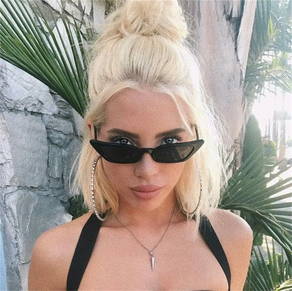 ADE WU Retro Cat eye Sunglasses for Women Cute Small Narrow Skinny Sexy 50s 60s Stylish Cateye Sun Glasses