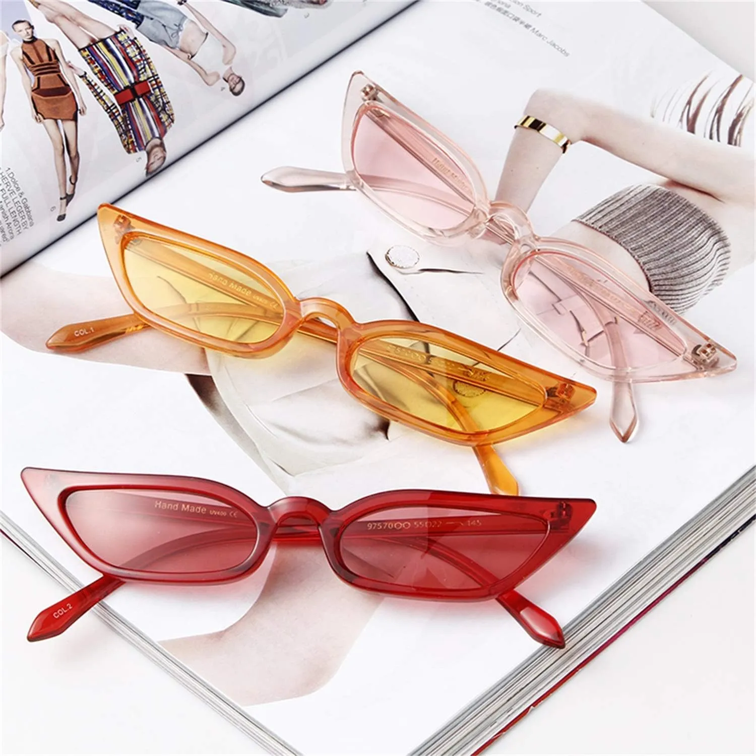 ADE WU Retro Cat eye Sunglasses for Women Cute Small Narrow Skinny Sexy 50s 60s Stylish Cateye Sun Glasses