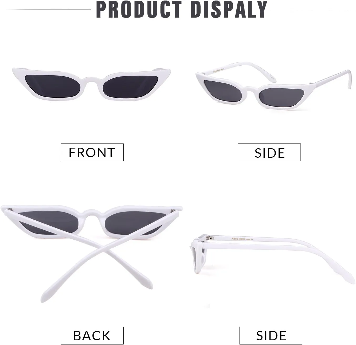 ADE WU Retro Cat eye Sunglasses for Women Cute Small Narrow Skinny Sexy 50s 60s Stylish Cateye Sun Glasses