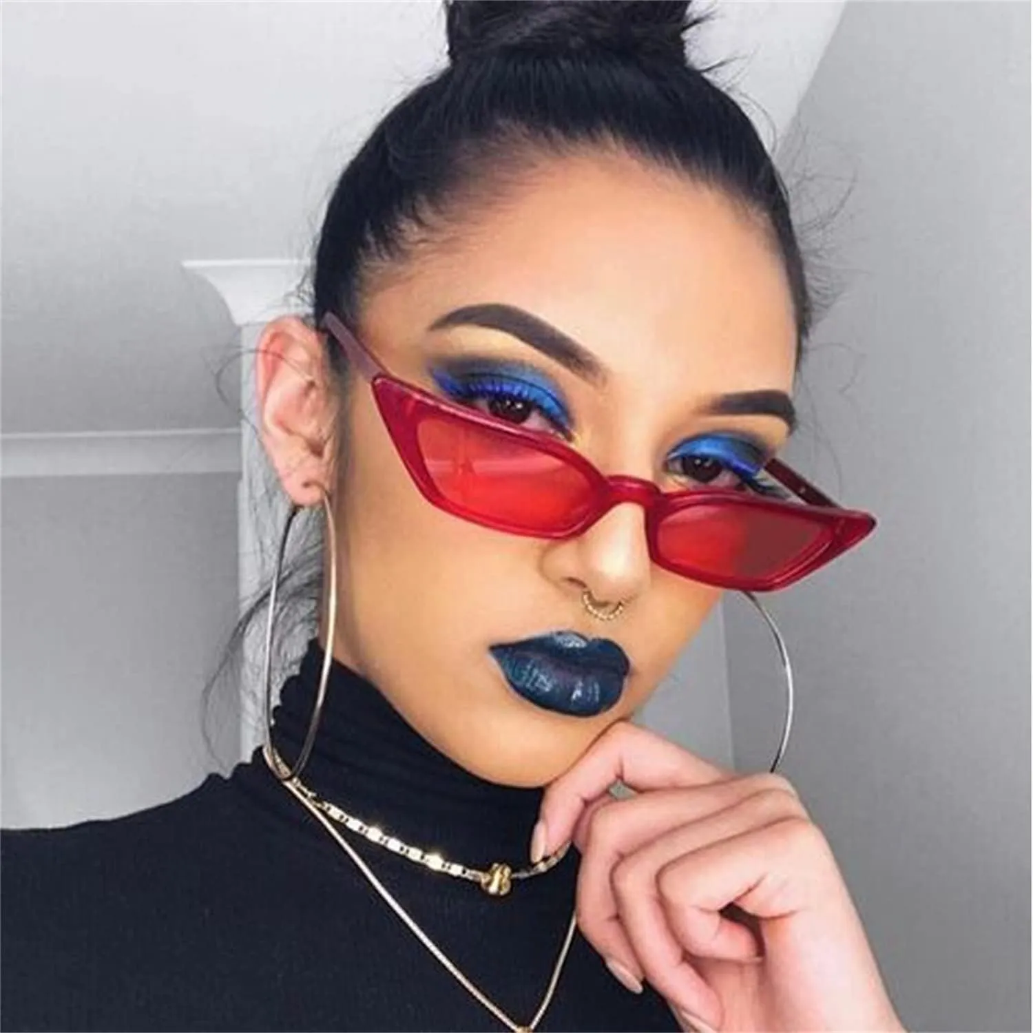 ADE WU Retro Cat eye Sunglasses for Women Cute Small Narrow Skinny Sexy 50s 60s Stylish Cateye Sun Glasses