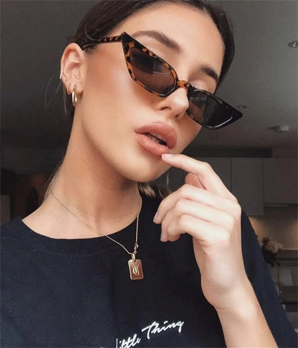 ADE WU Retro Cat eye Sunglasses for Women Cute Small Narrow Skinny Sexy 50s 60s Stylish Cateye Sun Glasses