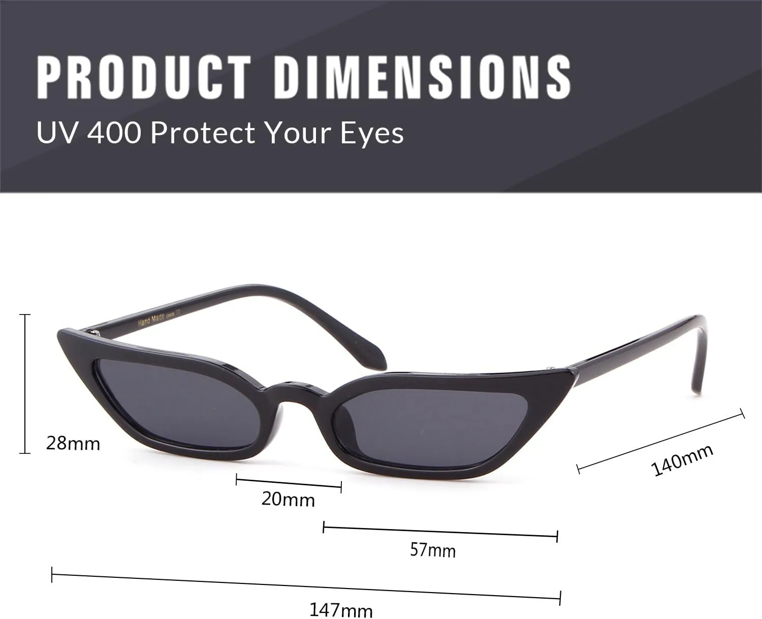 ADE WU Retro Cat eye Sunglasses for Women Cute Small Narrow Skinny Sexy 50s 60s Stylish Cateye Sun Glasses