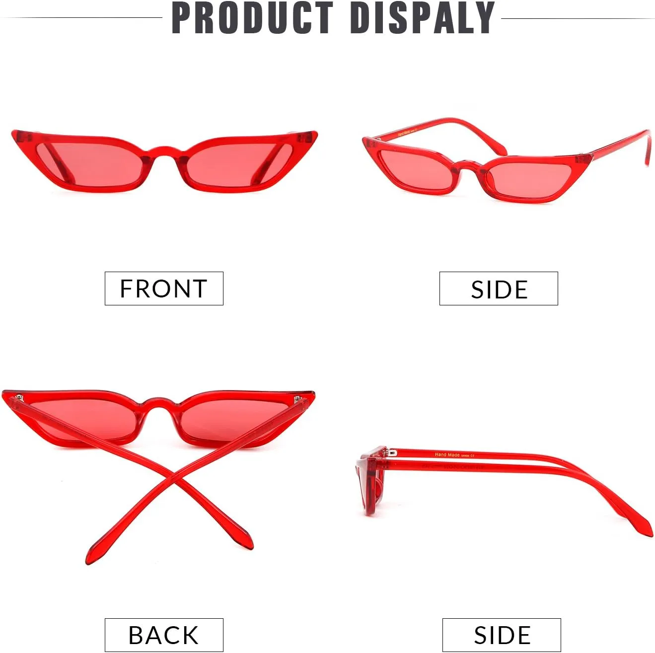 ADE WU Retro Cat eye Sunglasses for Women Cute Small Narrow Skinny Sexy 50s 60s Stylish Cateye Sun Glasses