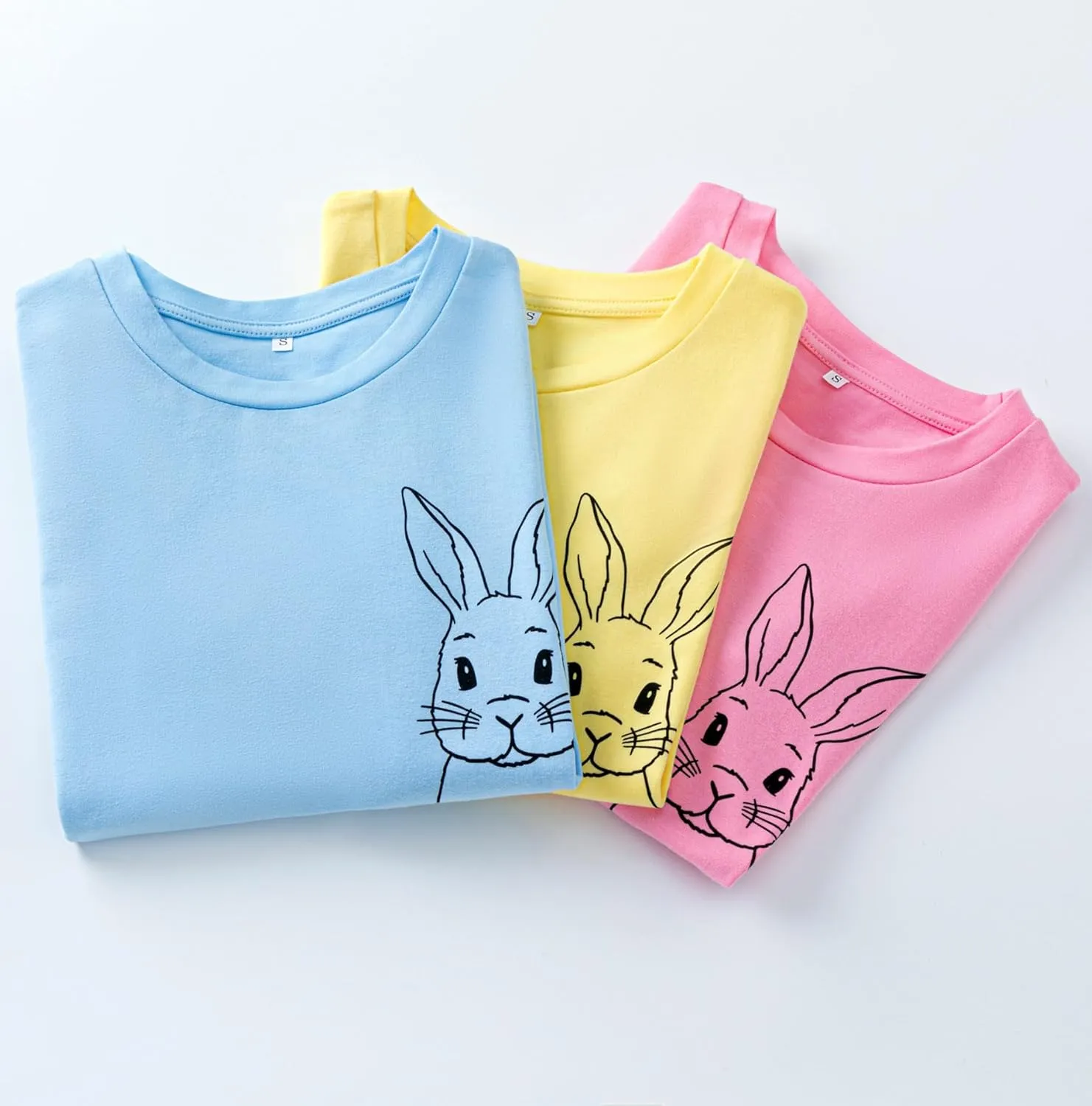 Ainuno Easter Shirts for Boys Girls Summer Short Sleeve Shirts 7-14Y Rabbit Print