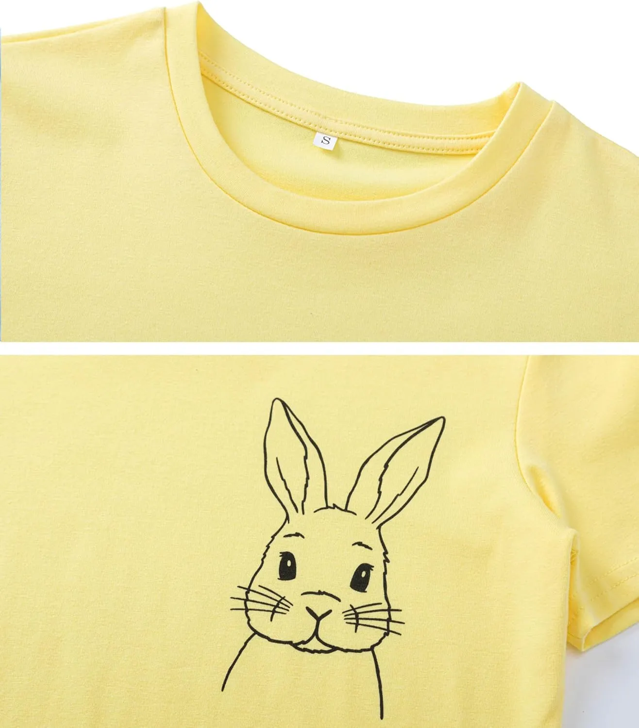 Ainuno Easter Shirts for Boys Girls Summer Short Sleeve Shirts 7-14Y Rabbit Print