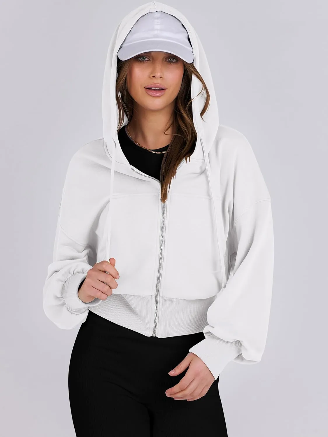 ANRABESS Women's Zip Up Hoodies Cropped Sweatshirts Casual Zip Jackets 2025 Fashion Trendy Spring Summer Outfits