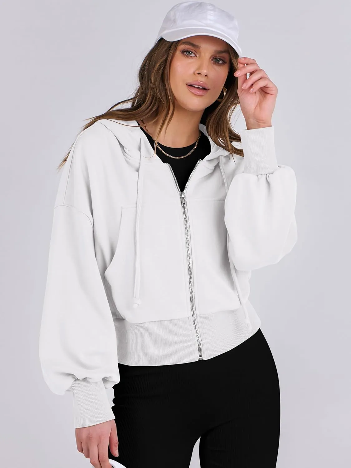 ANRABESS Women's Zip Up Hoodies Cropped Sweatshirts Casual Zip Jackets 2025 Fashion Trendy Spring Summer Outfits