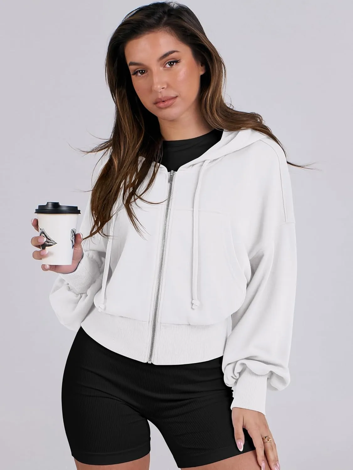 ANRABESS Women's Zip Up Hoodies Cropped Sweatshirts Casual Zip Jackets 2025 Fashion Trendy Spring Summer Outfits