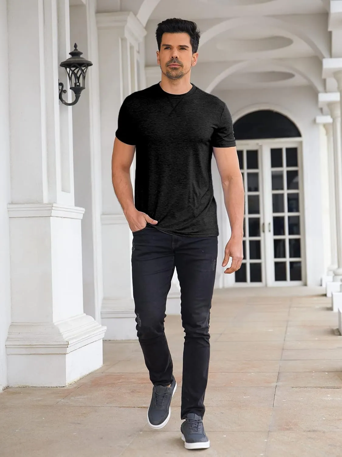 Aoysky Men's Short Sleeve T-Shirts Casual Crew Neck Tee Shirt Summer Soft Tops