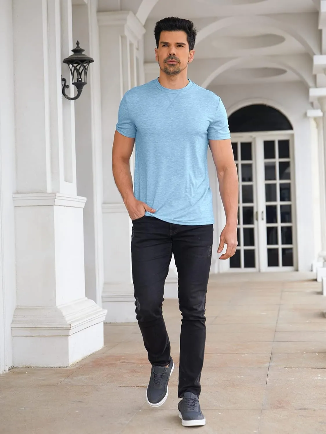 Aoysky Men's Short Sleeve T-Shirts Casual Crew Neck Tee Shirt Summer Soft Tops