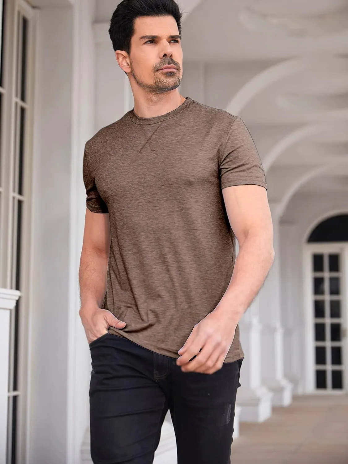 Aoysky Men's Short Sleeve T-Shirts Casual Crew Neck Tee Shirt Summer Soft Tops
