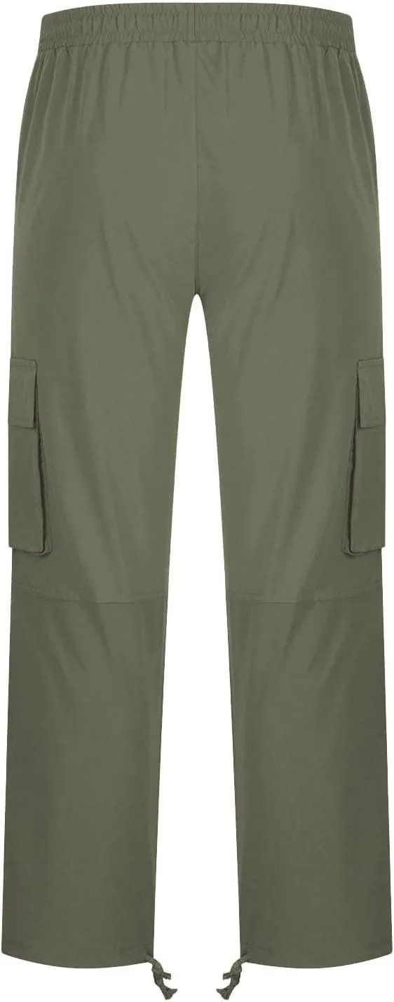 Athletic Joggers Hiking Pants Hat Multi Woven Pocket Foot Rope Solid Pants Street Cargo Gym Hiking Running Sweatpants