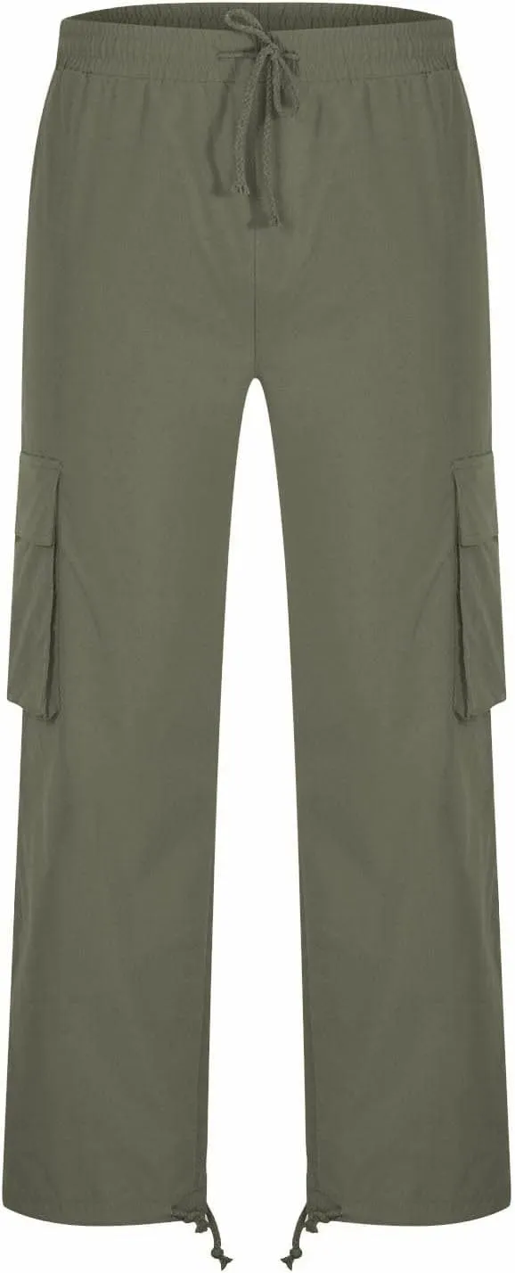 Athletic Joggers Hiking Pants Hat Multi Woven Pocket Foot Rope Solid Pants Street Cargo Gym Hiking Running Sweatpants
