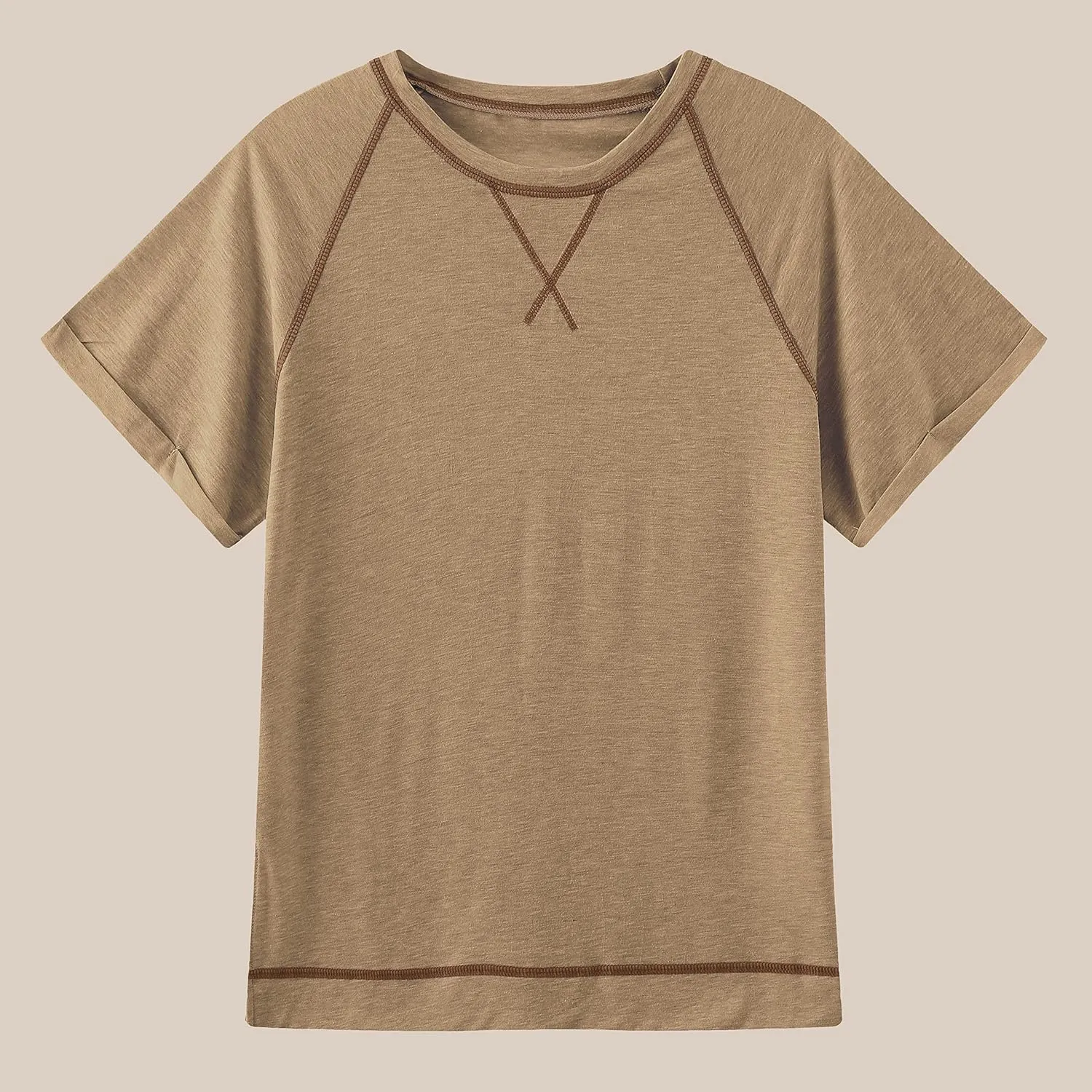 ayreus Women's Casual Short Sleeve T Shirts Crewneck Raglan Tees Side Split Summer Tunic Tops