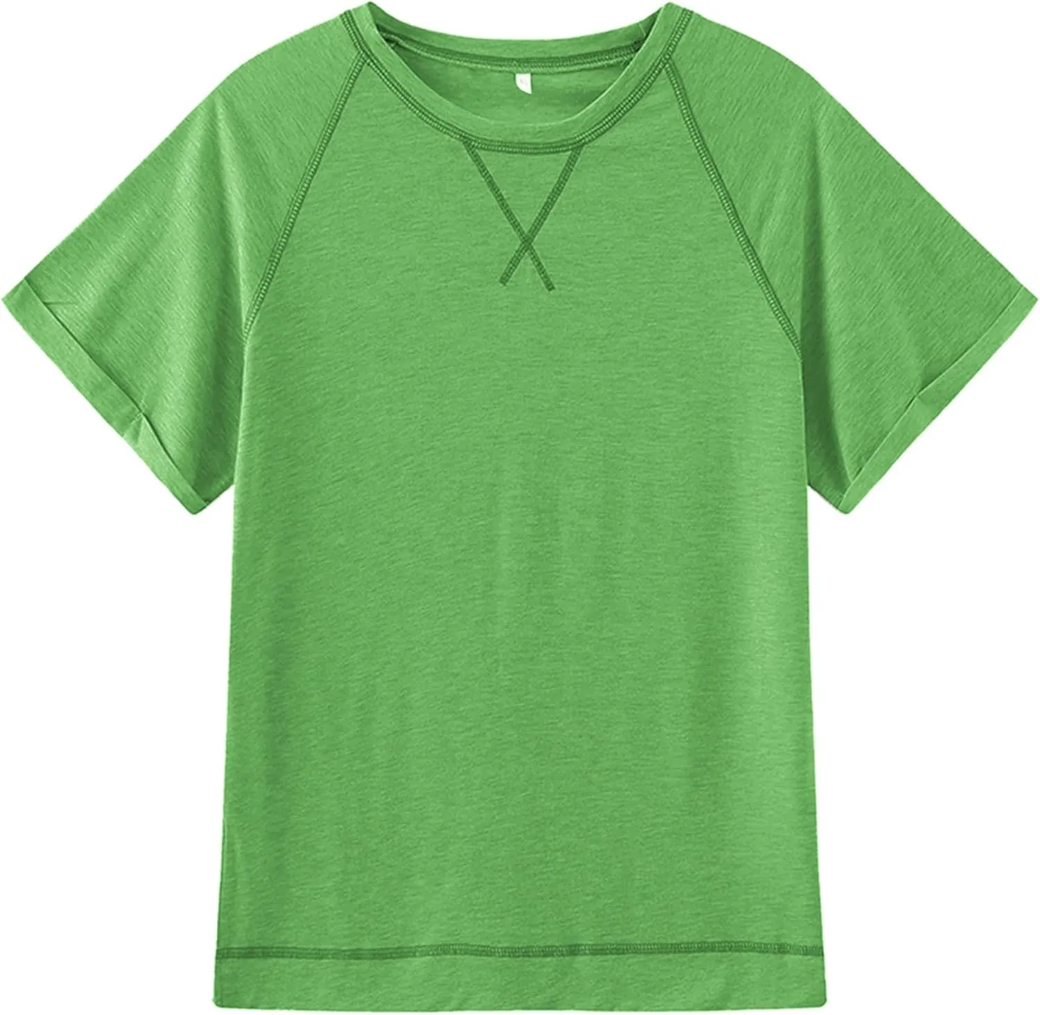ayreus Women's Casual Short Sleeve T Shirts Crewneck Raglan Tees Side Split Summer Tunic Tops