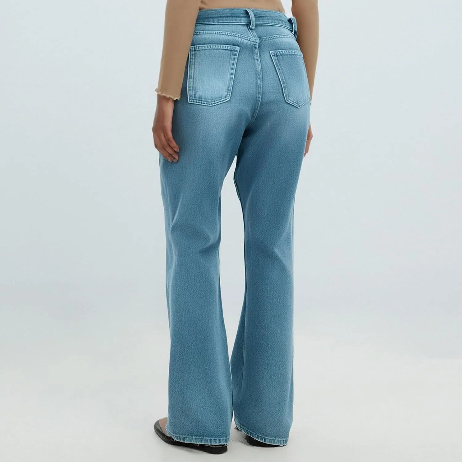 Baggy Jean for Woman Summer Wide Leg Jeans Vintage High Waisted Straight Stretch Denim Pants with Pockets