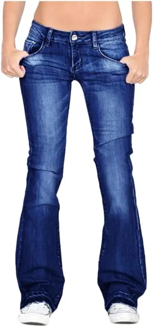 Bell Bottom Jeans for Women High Waisted Flare Jeans Skinny Girlfriend Jean Plus Size Wide Leg Denim Pants with Pockets