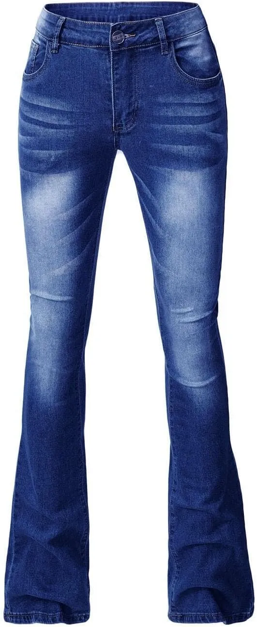 Bell Bottom Jeans for Women High Waisted Flare Jeans Skinny Girlfriend Jean Plus Size Wide Leg Denim Pants with Pockets