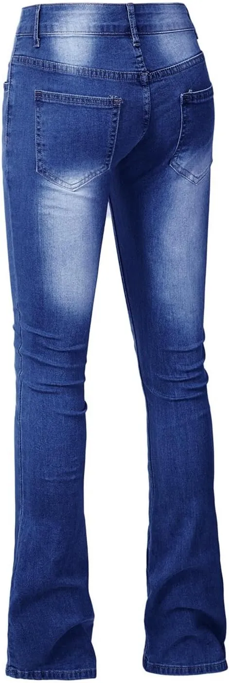 Bell Bottom Jeans for Women High Waisted Flare Jeans Skinny Girlfriend Jean Plus Size Wide Leg Denim Pants with Pockets