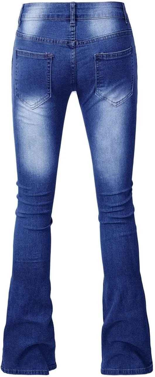 Bell Bottom Jeans for Women High Waisted Flare Jeans Skinny Girlfriend Jean Plus Size Wide Leg Denim Pants with Pockets