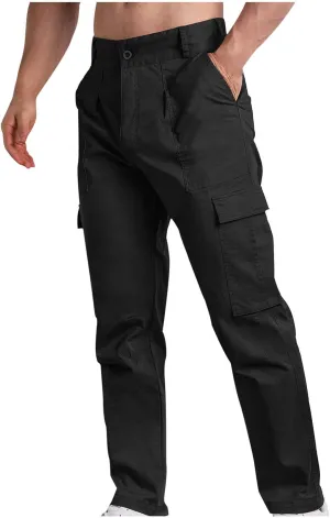 Bidobibo Cargo Pants for Men Relaxed Fit Elastic Waist Tactical Pants Multi-Pocket Cargo Pants Outdoor Work Trousers 2025