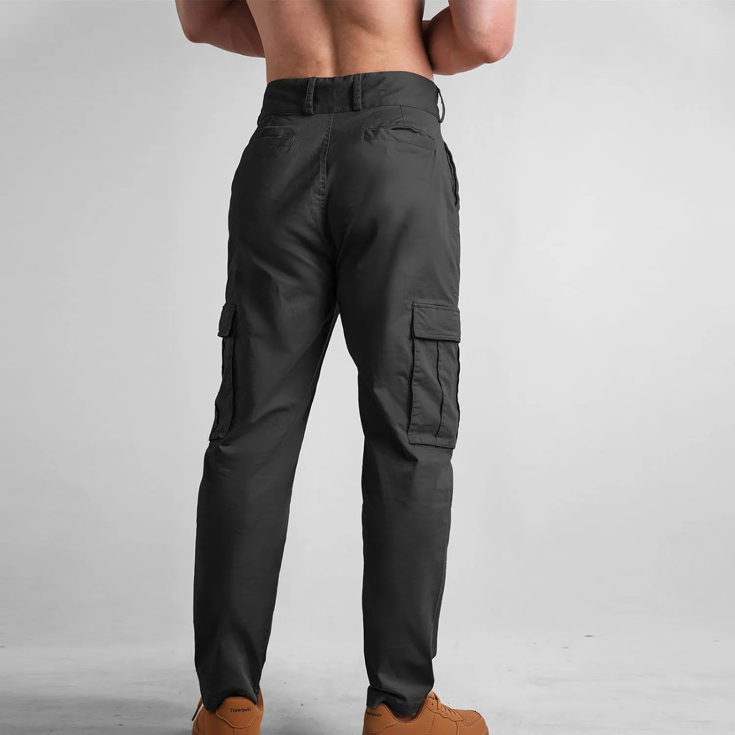 Bidobibo Cargo Pants for Men Relaxed Fit Elastic Waist Tactical Pants Multi-Pocket Cargo Pants Outdoor Work Trousers 2025
