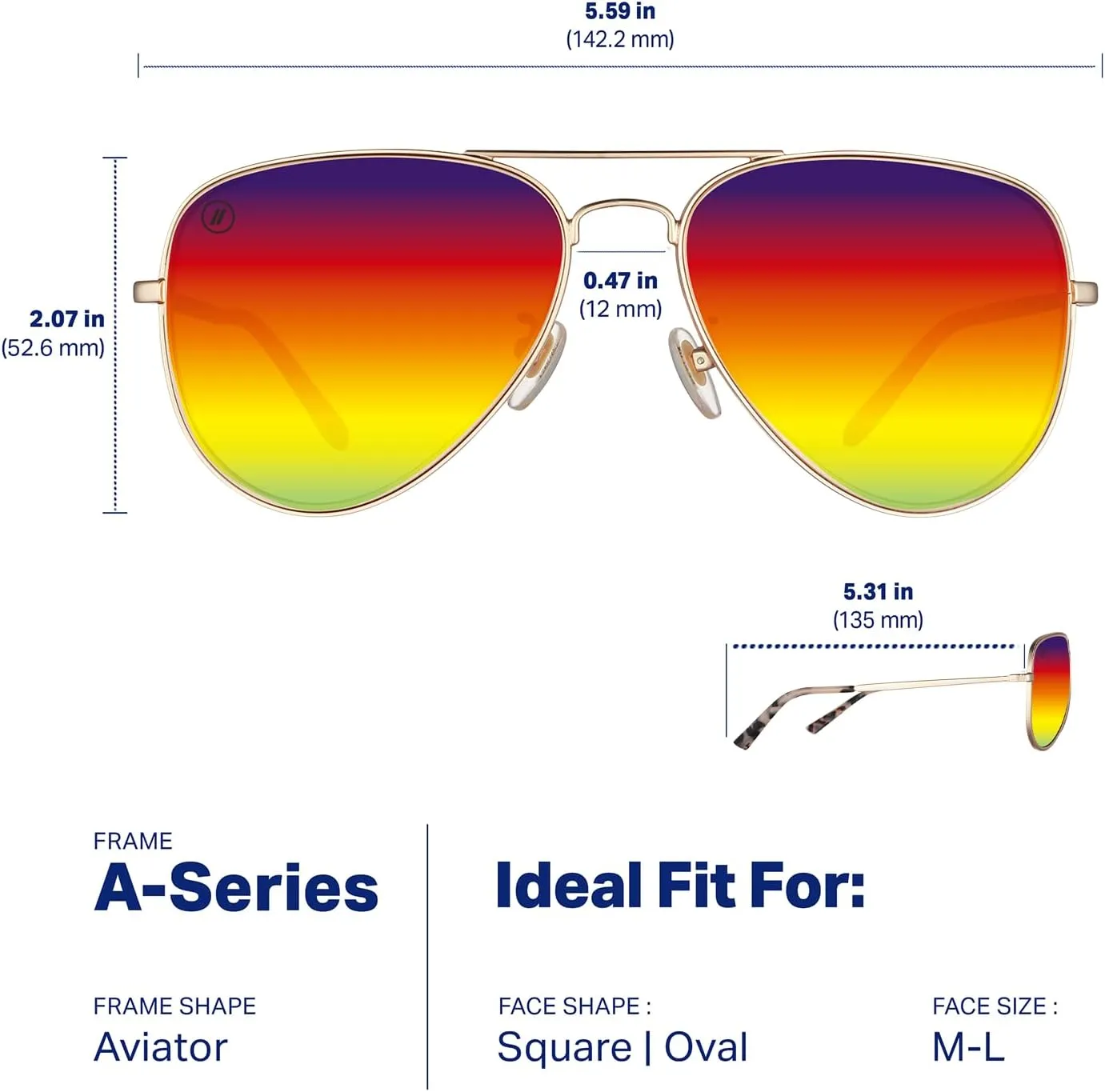 Blenders Eyewear A Series – Aviator Style Polarized Sunglasses – 100% UV Protection – For Men & Women
