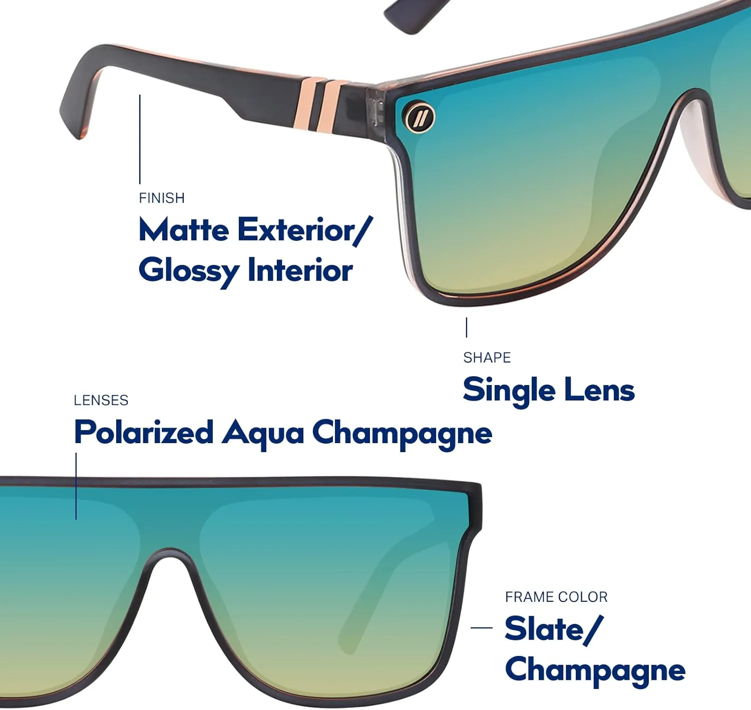 Blenders Eyewear SciFi – Polarized Sunglasses – Single-Lens with a Flat-Top Design – 100% UV Protection – For Men & Women