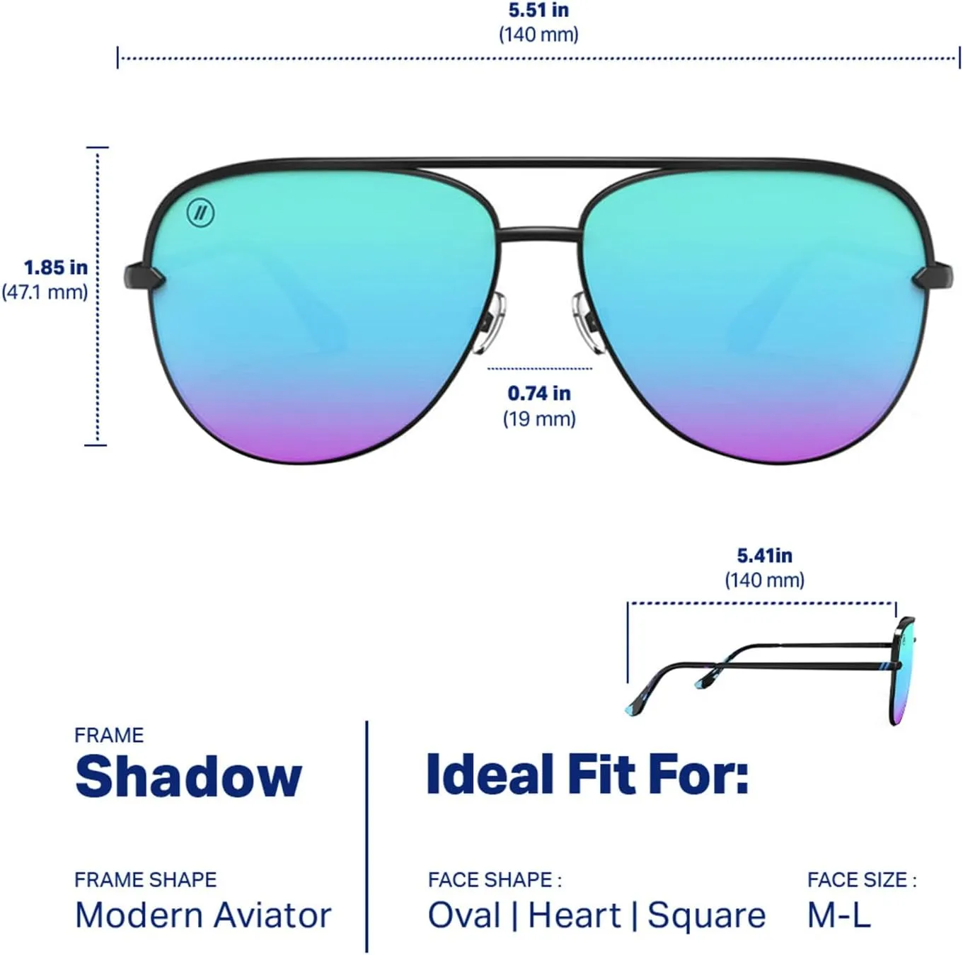 Blenders Eyewear Shadow – Polarized Sunglasses – Modern Aviator-Style, Metal Frames – 100% UV Protection – For Men & Women