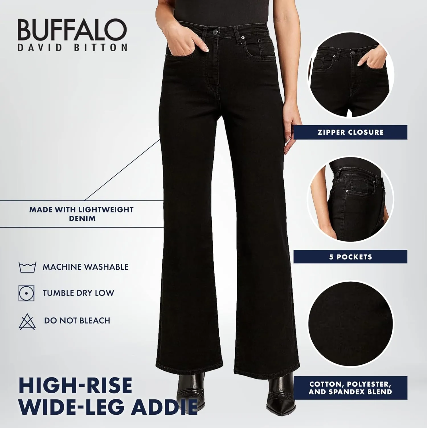 Buffalo David Bitton Women's Addie High Rise Wide Leg Jeans