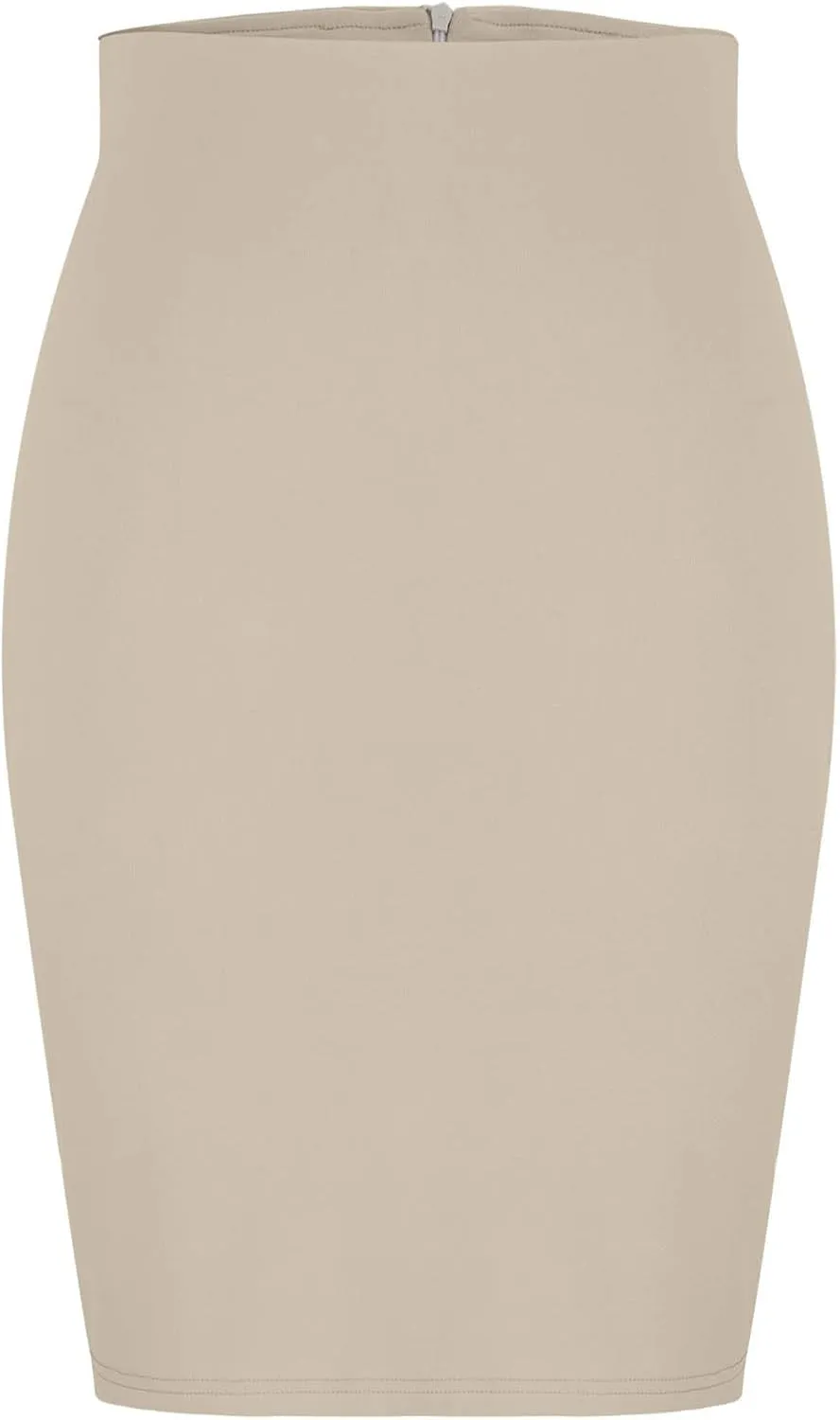 Business Pencil Skirt for Women 2025 Fashion Solid Color Elastic Waist Bodycon Skirts Casual Light Office Work Skirt