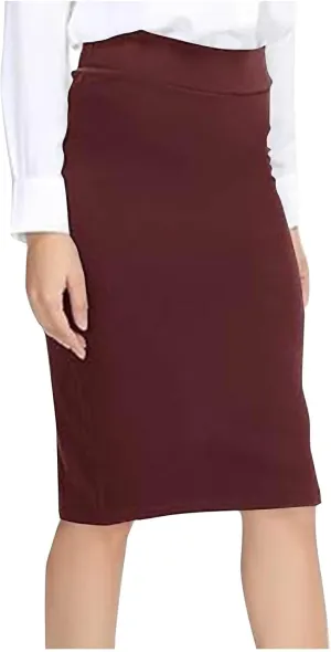 Business Pencil Skirt for Women 2025 Fashion Solid Color Elastic Waist Bodycon Skirts Casual Light Office Work Skirt