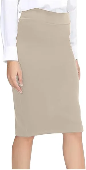 Business Pencil Skirt for Women 2025 Fashion Solid Color Elastic Waist Bodycon Skirts Casual Light Office Work Skirt