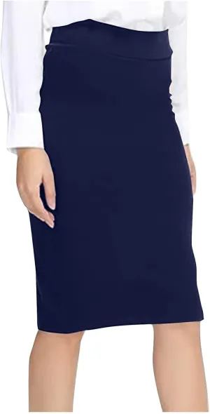 Business Pencil Skirt for Women 2025 Fashion Solid Color Elastic Waist Bodycon Skirts Casual Light Office Work Skirt