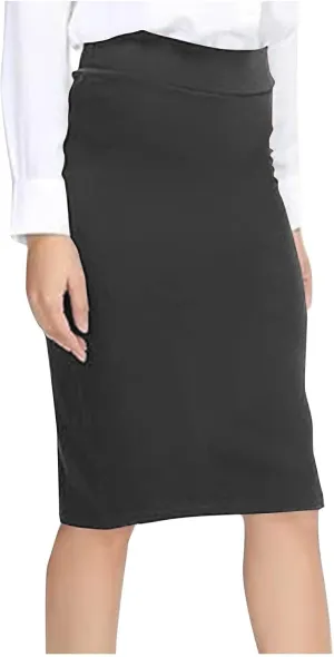 Business Pencil Skirt for Women 2025 Fashion Solid Color Elastic Waist Bodycon Skirts Casual Light Office Work Skirt
