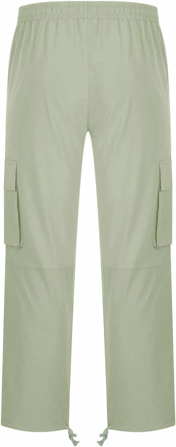 Cargo Pants for Men Baggy Straight Leg Casual Drawstring Cotton Elastic Waist Outdoor Cargo Pants Sweatpants Joggers