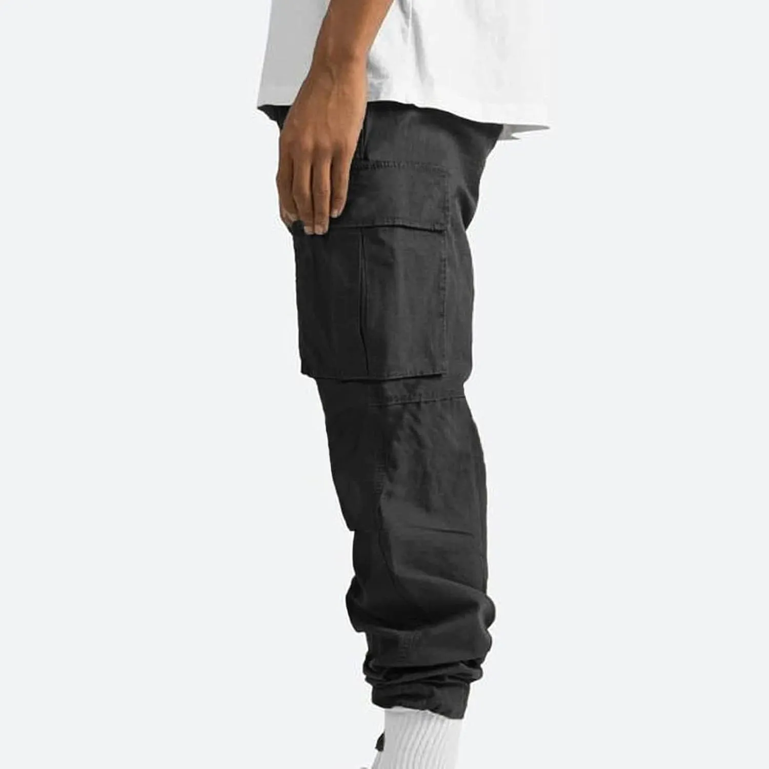 Cargo Pants for Men Drawstring Cargo Pants Workout Athletic Pants Elastic Waist Jogging Loose Straight Leg Work Pants