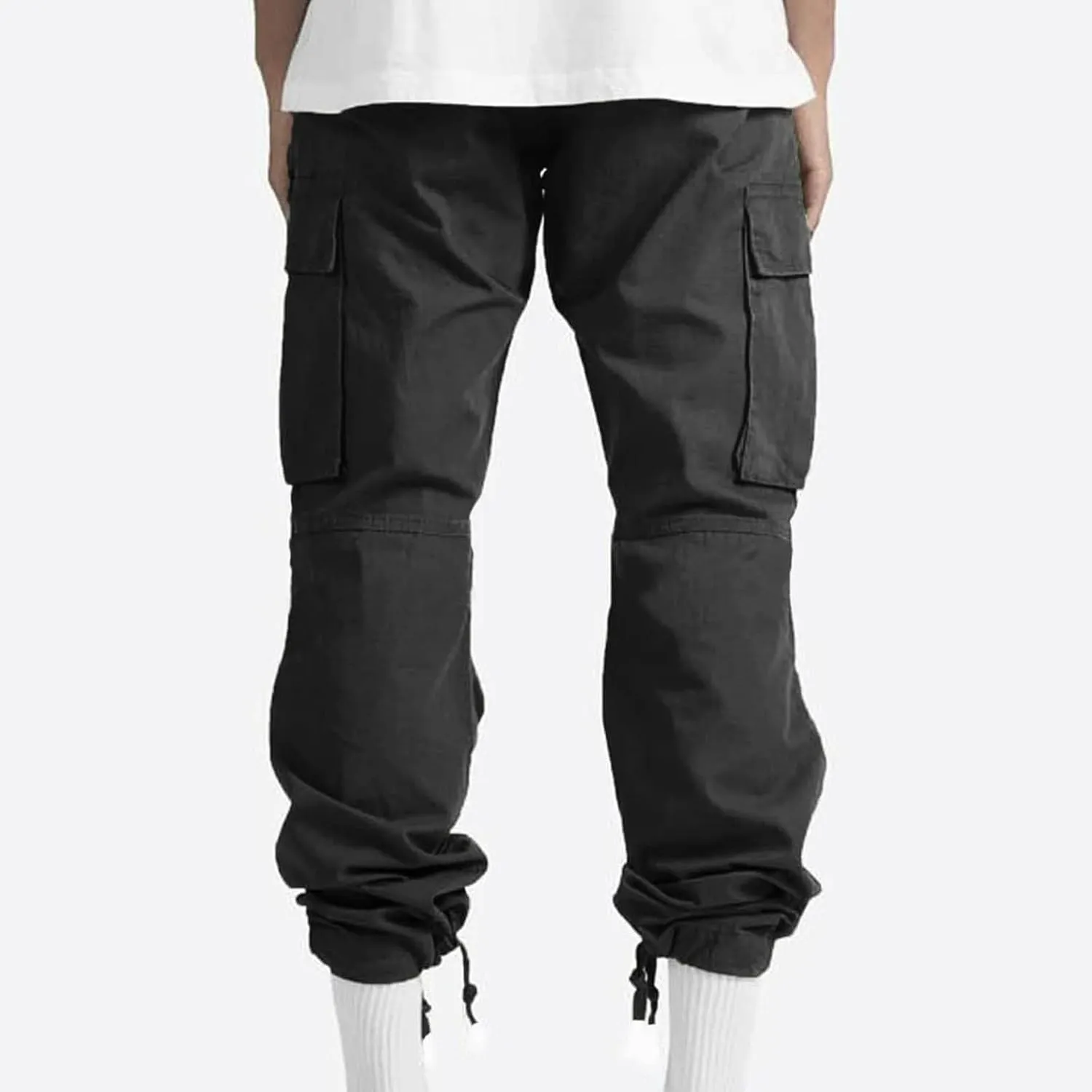 Cargo Pants for Men Drawstring Cargo Pants Workout Athletic Pants Elastic Waist Jogging Loose Straight Leg Work Pants