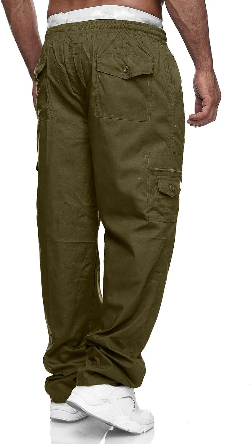 Cargo Pants for Men Relaxed Fit Mens Cargo Pants Casual Jogger Drawstring Workout Running Cargo Pants for Men Trouser