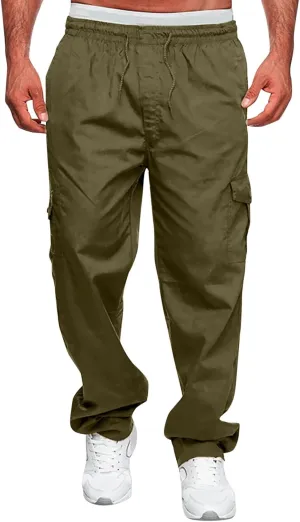 Cargo Pants for Men Relaxed Fit Mens Cargo Pants Casual Jogger Drawstring Workout Running Cargo Pants for Men Trouser