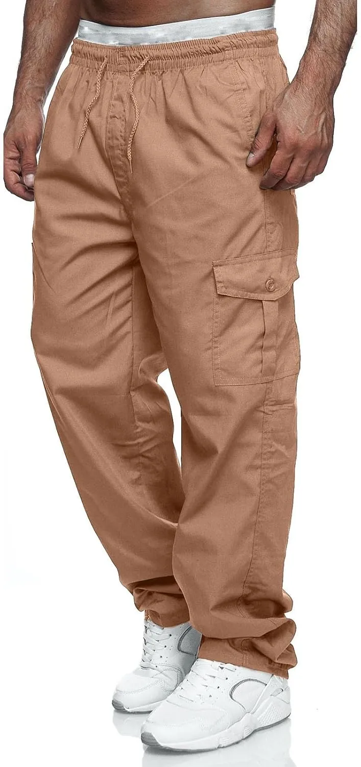 Cargo Pants for Men Relaxed Fit Mens Cargo Pants Casual Jogger Drawstring Workout Running Cargo Pants for Men Trouser