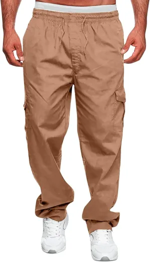 Cargo Pants for Men Relaxed Fit Mens Cargo Pants Casual Jogger Drawstring Workout Running Cargo Pants for Men Trouser