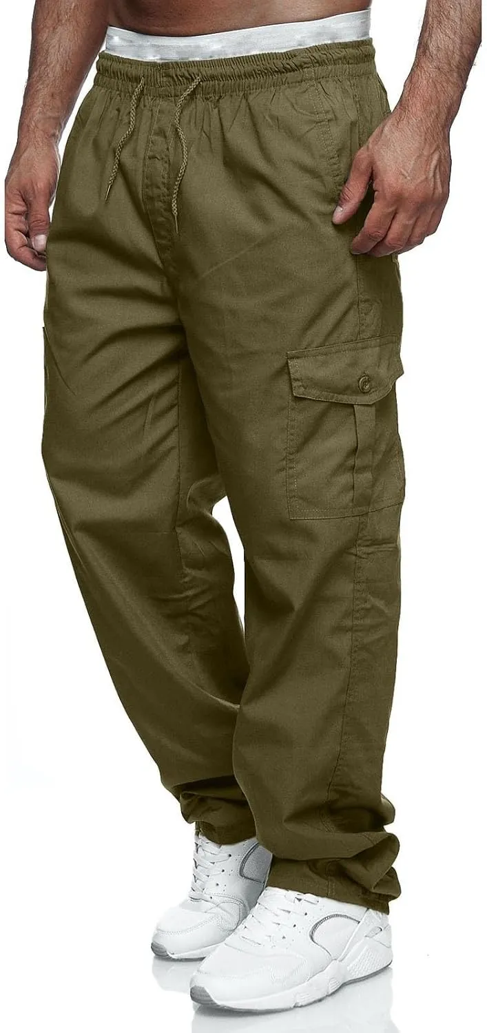 Cargo Pants for Men Relaxed Fit Mens Cargo Pants Casual Jogger Drawstring Workout Running Cargo Pants for Men Trouser
