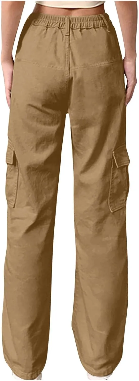 Cargo Pants for Women High Waisted Pants Baggy Stretchy Wide Leg Y2K Streetwear Multiple Pockets Fashion Cargo Jeans
